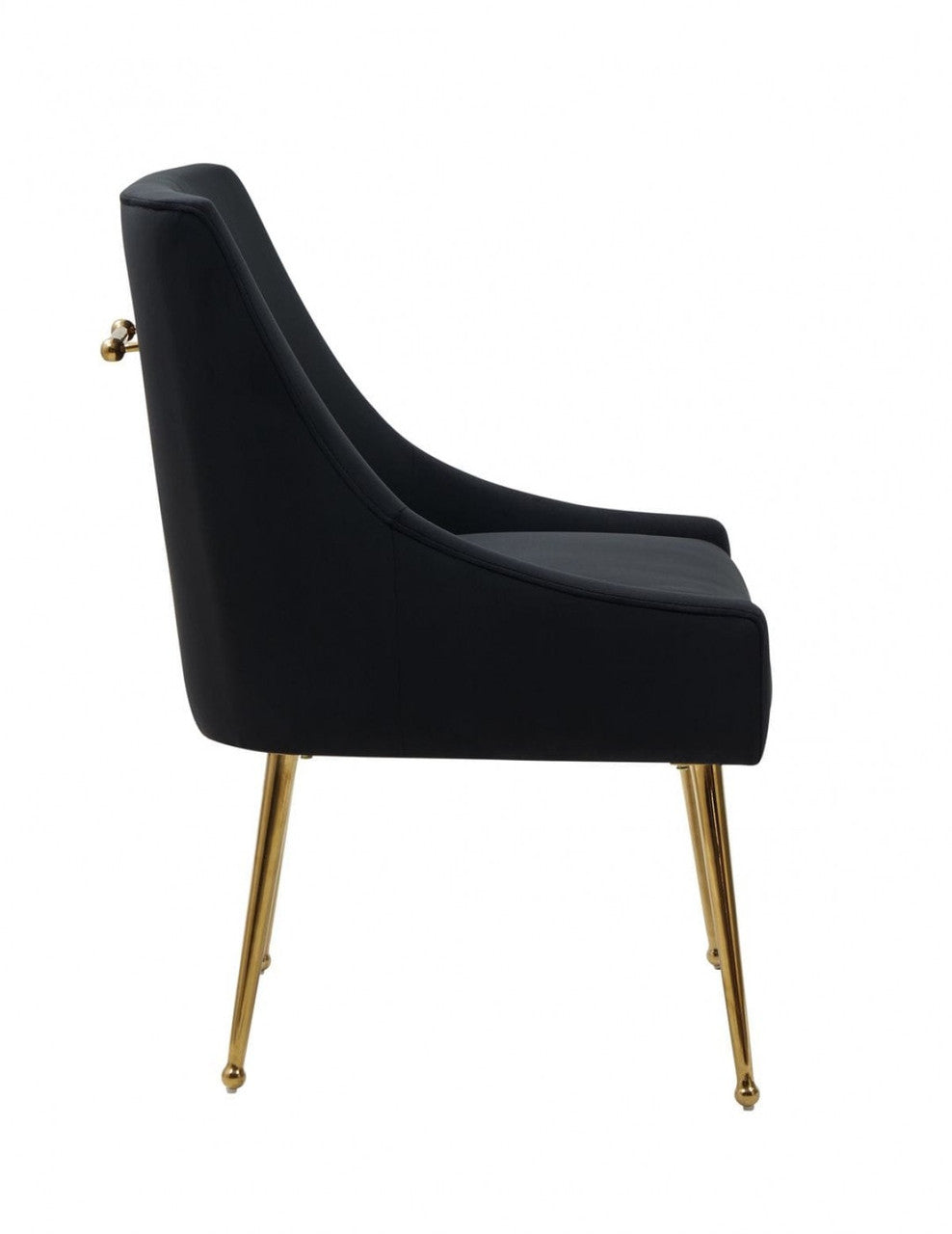 Modrest Castana Modern Black Velvet & Gold Dining Chair (Set of 2)
