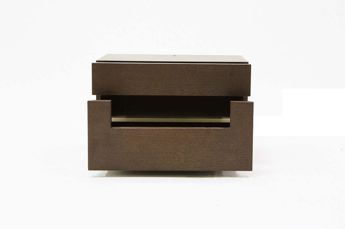 Ceres Modern Brown Oak and Grey Nightstand