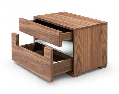 Modrest Ceres - Contemporary LED Walnut Nightstand