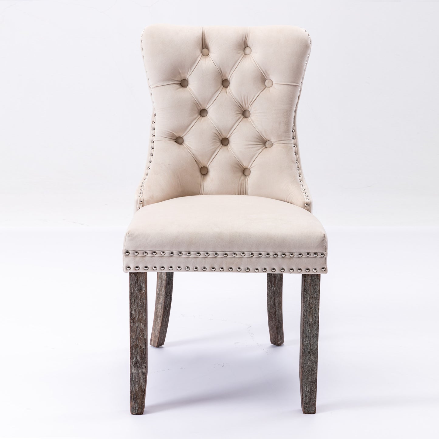 ACME Nikki Modern Beige High-end Tufted Solid Wood Contemporary Velvet Upholstered Dining Chair 2 Pcs Set