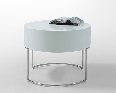 Modern Liv White Lacquer Round Nightstand