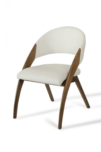 Modrest Lucas Modern Cream & Walnut Dining Chair
