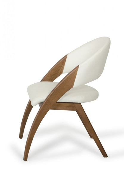 Modrest Lucas Modern Cream & Walnut Dining Chair