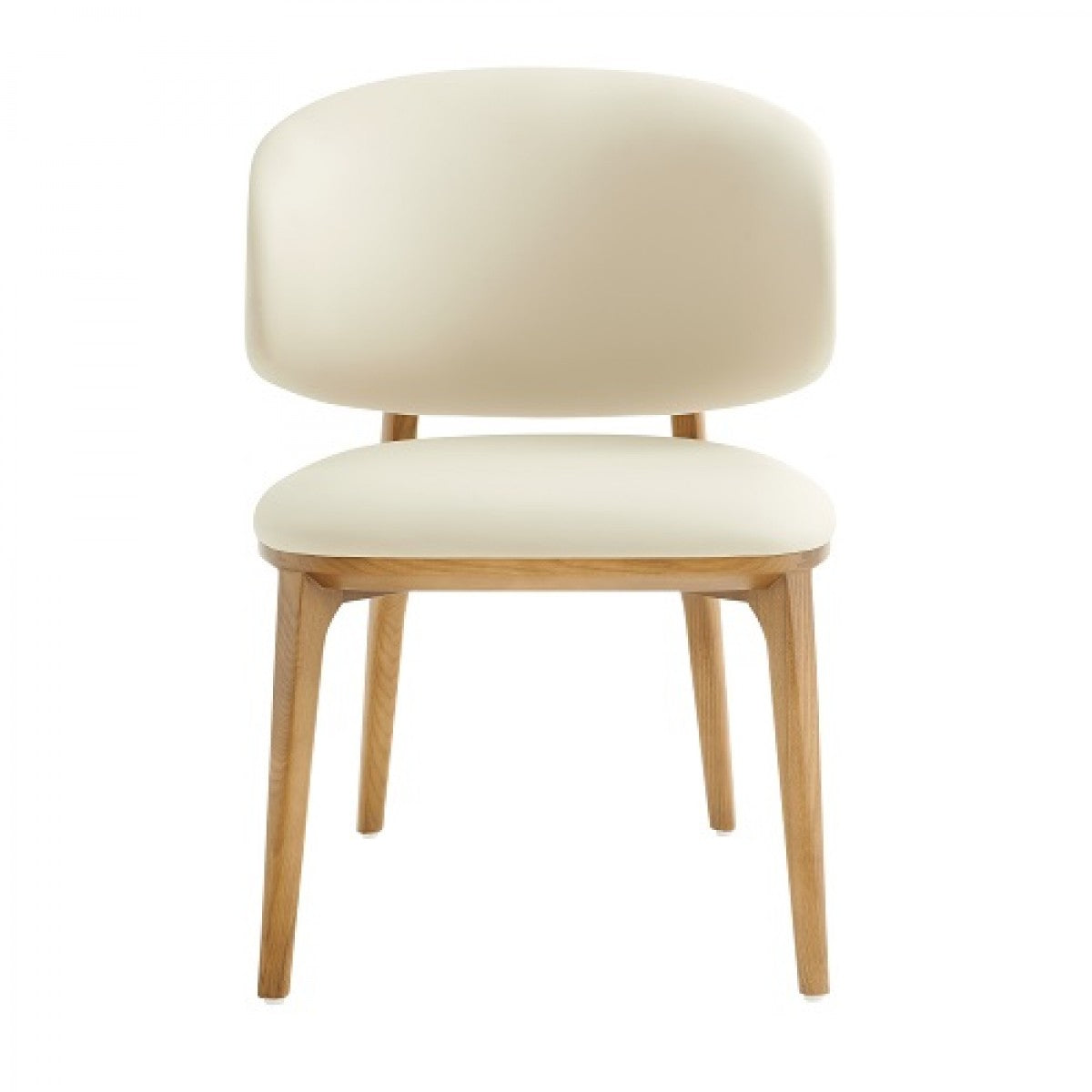 Modrest Chance - Contemporary Cream Fabric and Brown Leatherette Walnut Dining Chair