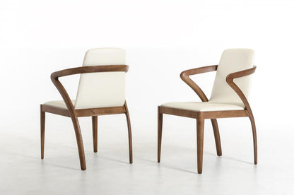 Modrest Falcon Modern Walnut and Cream Dining Chair