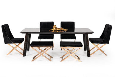 Modrest Chadwick Modern Ebony & Rosegold Dining Table