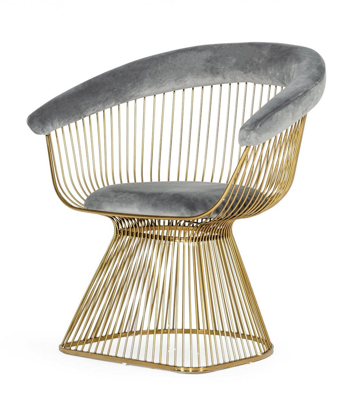 Modrest Chandler Modern Grey Velvet & Gold Dining Chair