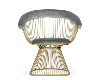 Modrest Chandler Modern Grey Velvet & Gold Dining Chair