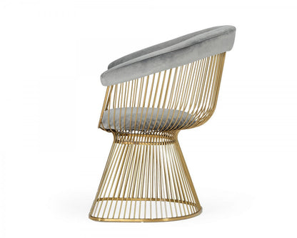 Modrest Chandler Modern Grey Velvet & Gold Dining Chair