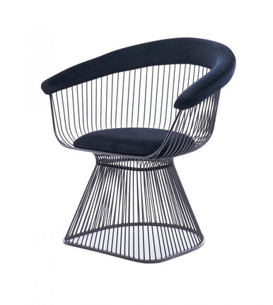 Modrest Chandler Modern Black Velvet & Black Stainless Steel Dining Chair