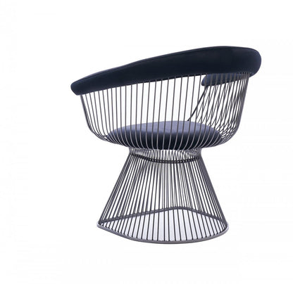 Modrest Chandler Modern Black Velvet & Black Stainless Steel Dining Chair