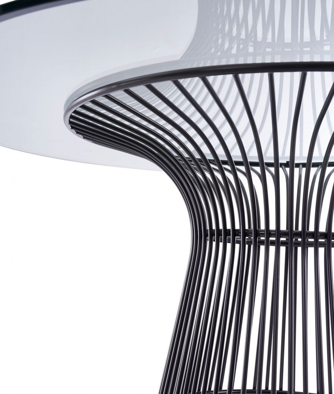 Modrest Chandler Modern Round Glass & Black Stainless Steel Dining Table