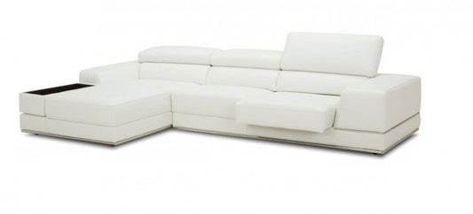 Divani Casa Chrysanthemum Mini - Modern White Leather Sectional Sofa