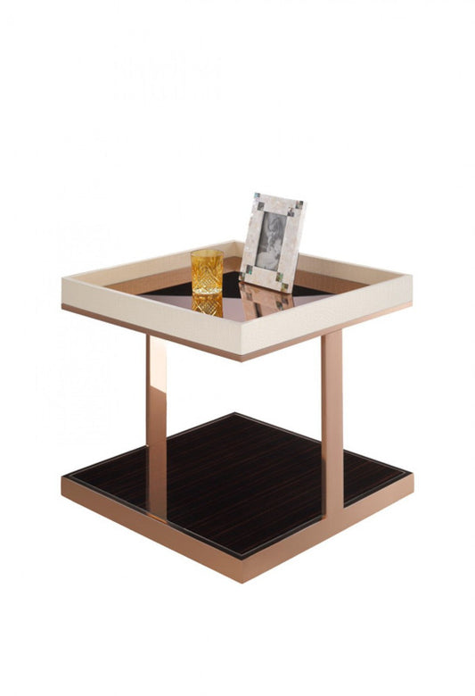 A&X Padua Modern Small Champagne & Rosegold End Table