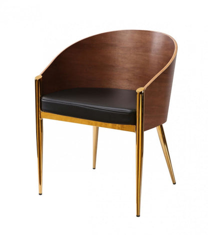 Modrest Claret - Modern Walnut & Black Leatherette Accent Chair