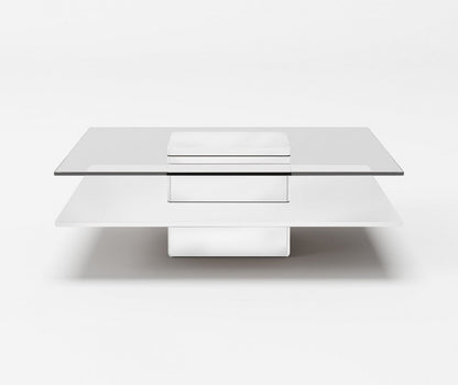 Modrest Clarion Modern White & Clear Glass Coffee Table