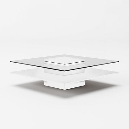 Modrest Clarion Modern White & Clear Glass Coffee Table