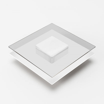 Modrest Clarion Modern White & Clear Glass Coffee Table