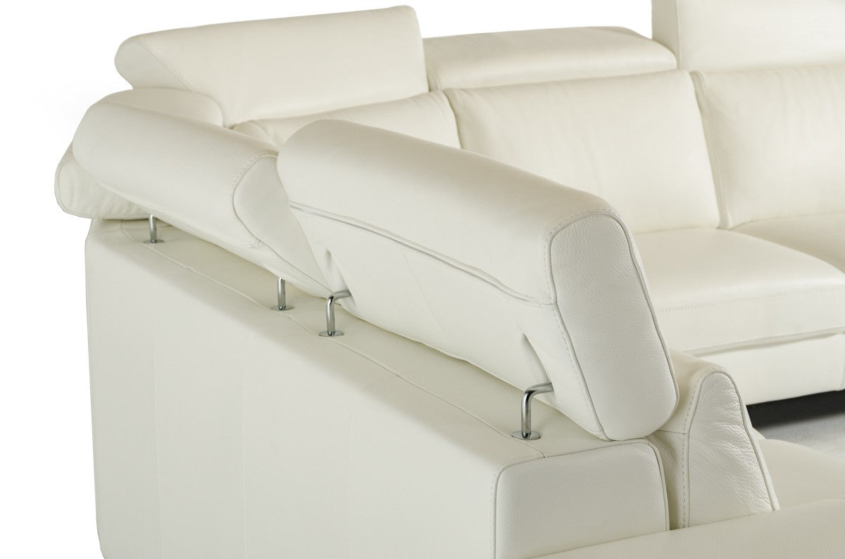 Estro Crosby Modern White Italian Leather Sectional Sofa