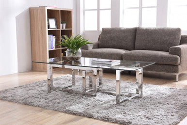 Modrest Valiant Modern Glass & Stainless Steel Coffee Table