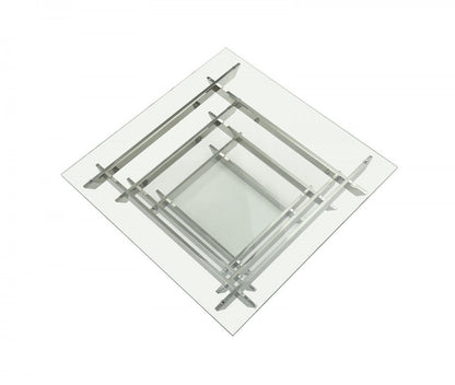 Modrest Upton Modern Square Glass Coffee Table – Sleek Contemporary Living Room Centerpiece