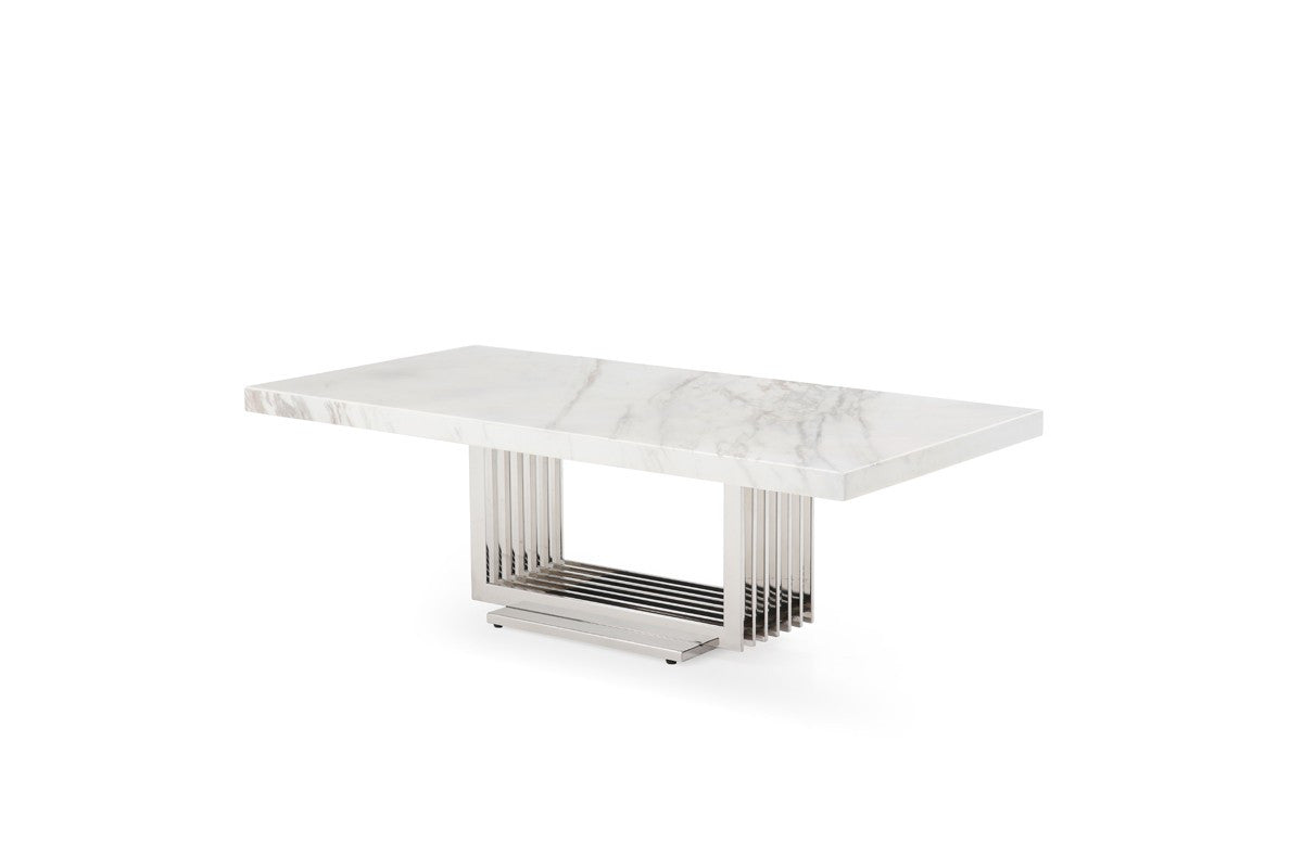 Modrest Kingsley Modern Marble & Stainless Steel Coffee Table