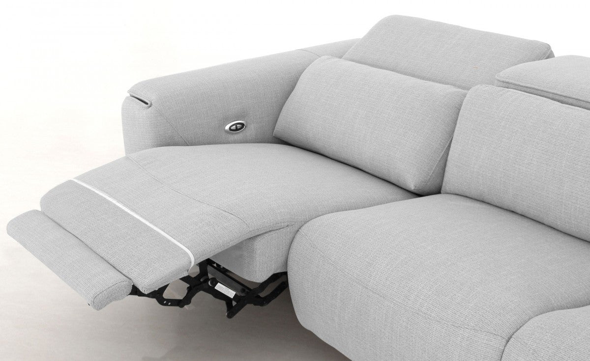 Divani Casa Cyprus - Contemporary Grey Fabric Sofa w/ Electric Recliners