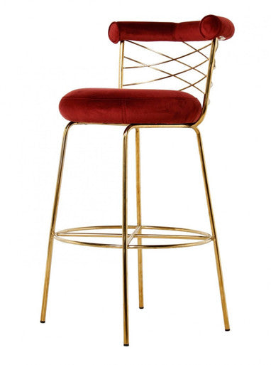 Modrest Dakin Modern Glam Red & Gold Barstool