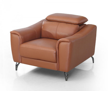 Divani Casa Danis Modern Cognac Leather Brown Chair