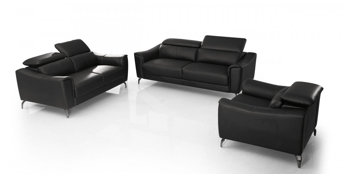 Divani Casa Danis Modern Black Leather Sofa Set