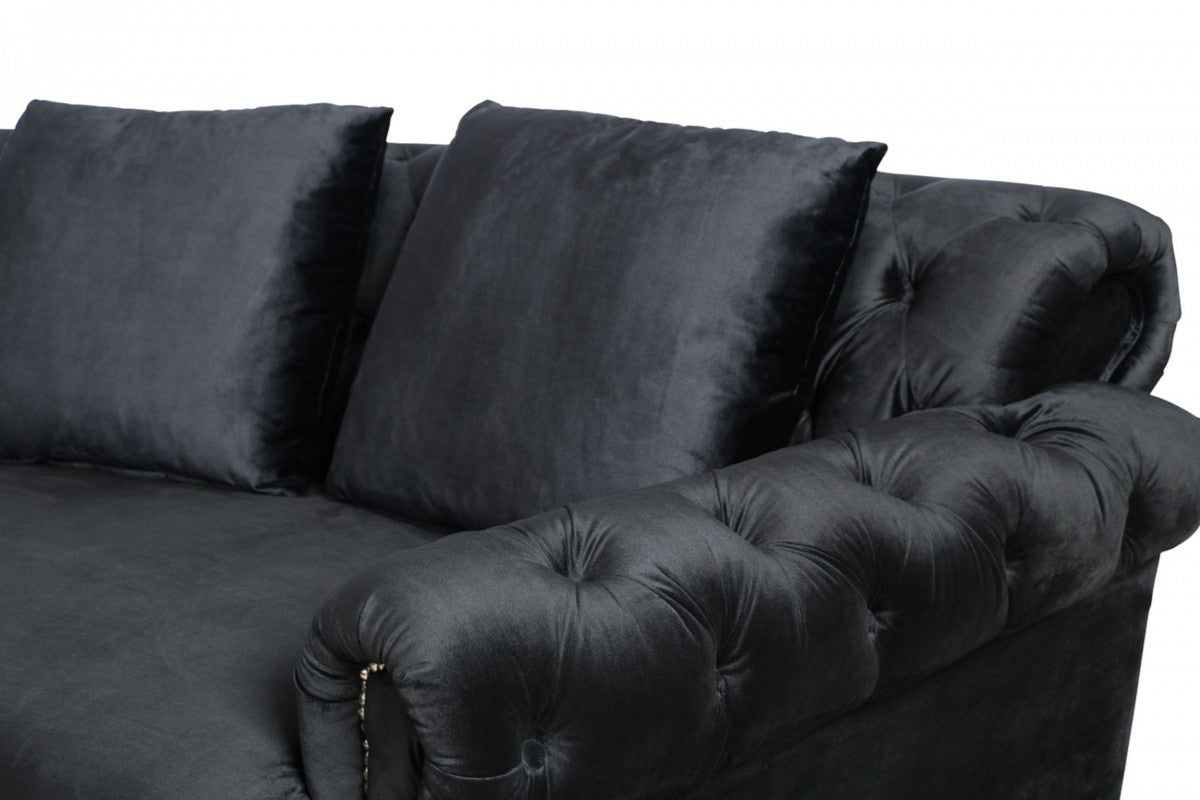 Divani Casa Darla Modern Black Velvet Circular Sectional Sofa