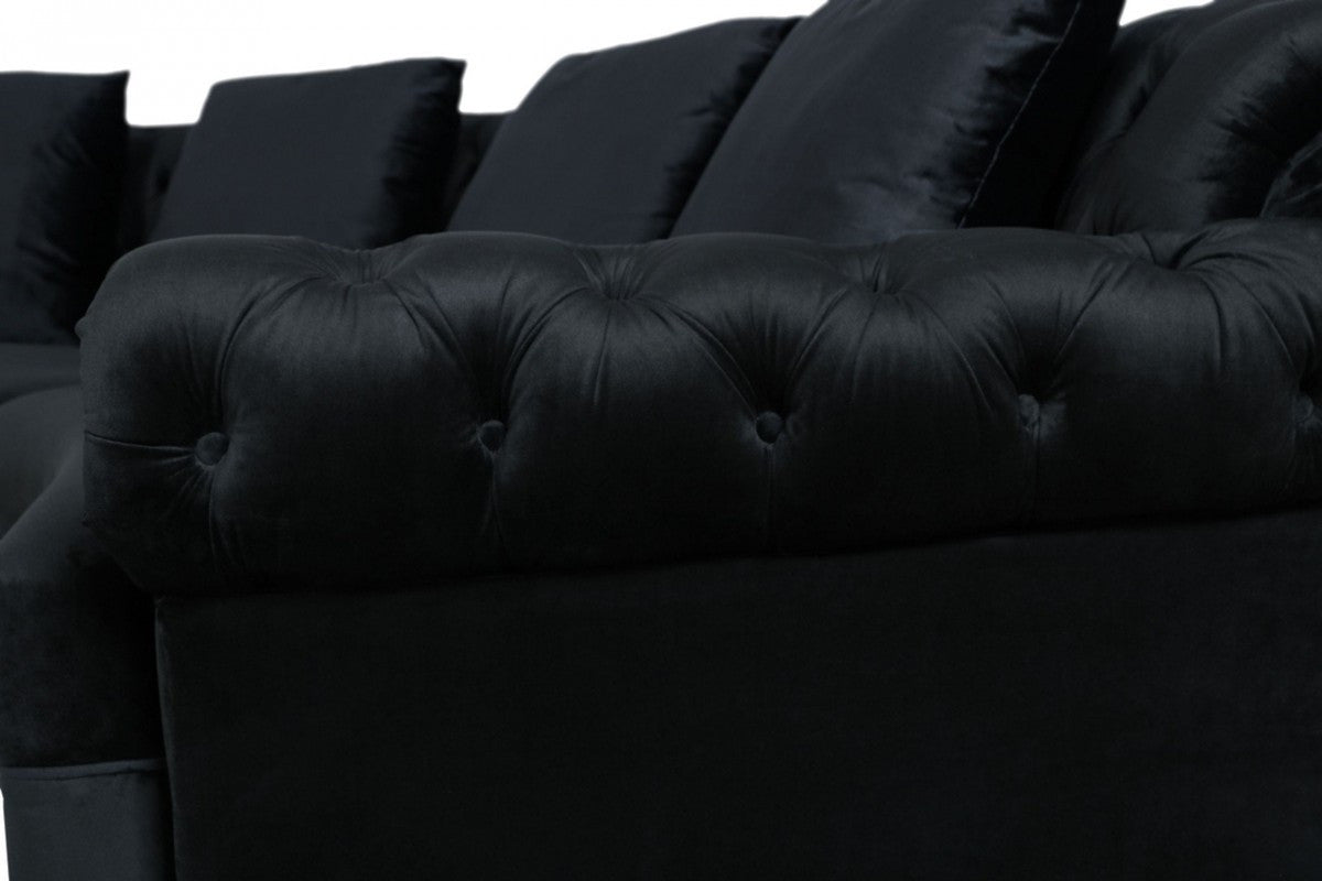 Divani Casa Darla Modern Black Velvet Circular Sectional Sofa