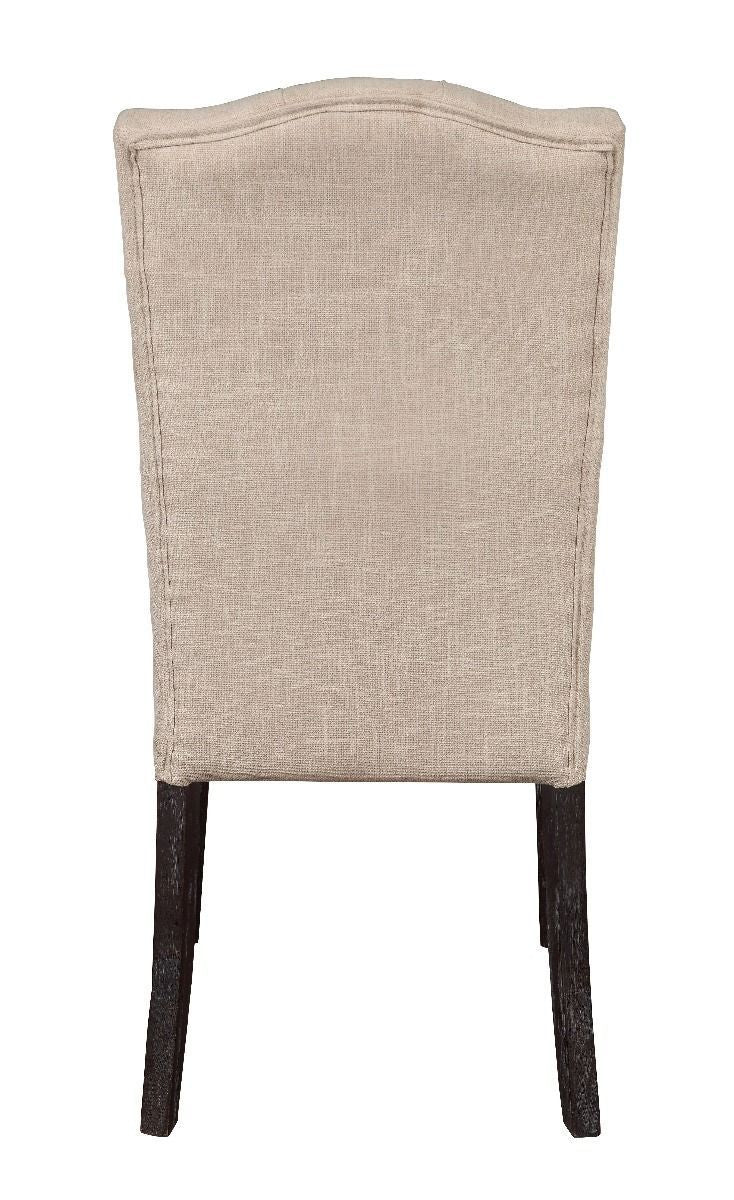 ACME Gerardo Side Chair (Set-2) in Beige Linen & Weathered Espresso