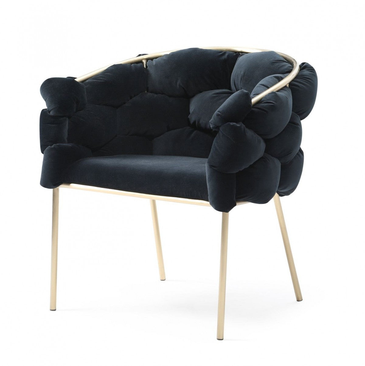Modrest Debra Modern Black Velvet Champagne Gold Dining Chair