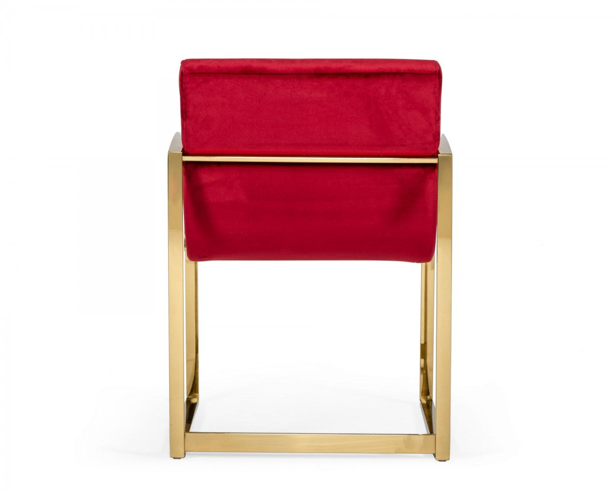 Modrest Defoe Modern Red Velvet Accent Chair