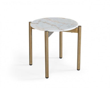Modrest Denzel - White Marble + Gold End Table