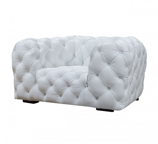Divani Casa Dexter Transitional White Full Italian Leather Lounge Chair