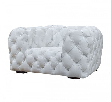 Divani Casa Dexter Transitional White Full Italian Leather Lounge Chair
