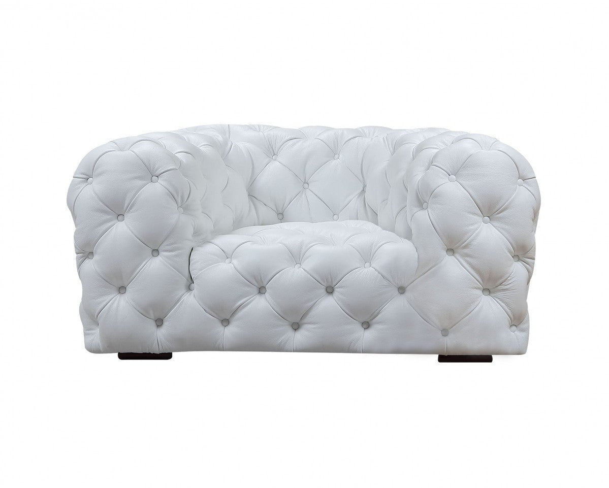 Divani Casa Dexter Transitional White Full Italian Leather Lounge Chair