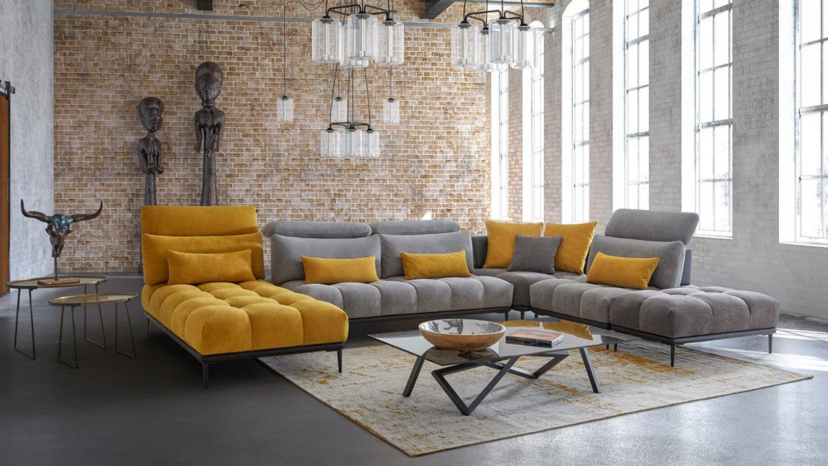David Ferrari Display Italian Modern Grey Yellow Fabric Modular Sectional Sofa