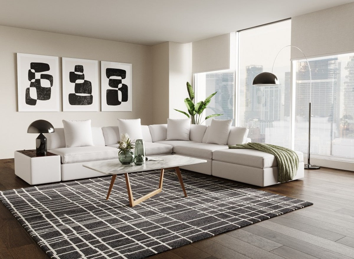 Divani Casa Dixon - Modern White L- Shaped Modular Sectional Sofa