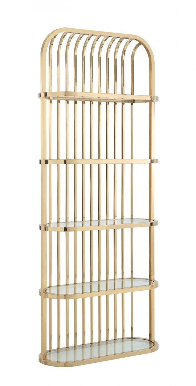 Modrest Doral Clear Glass & Gold Shelf