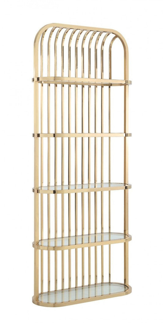 Modrest Doral Clear Glass & Gold Shelf