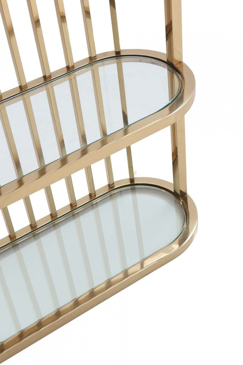 Modrest Doral Clear Glass & Gold Shelf