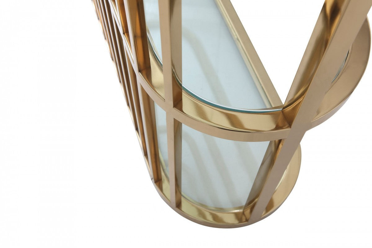 Modrest Doral Clear Glass & Gold Shelf