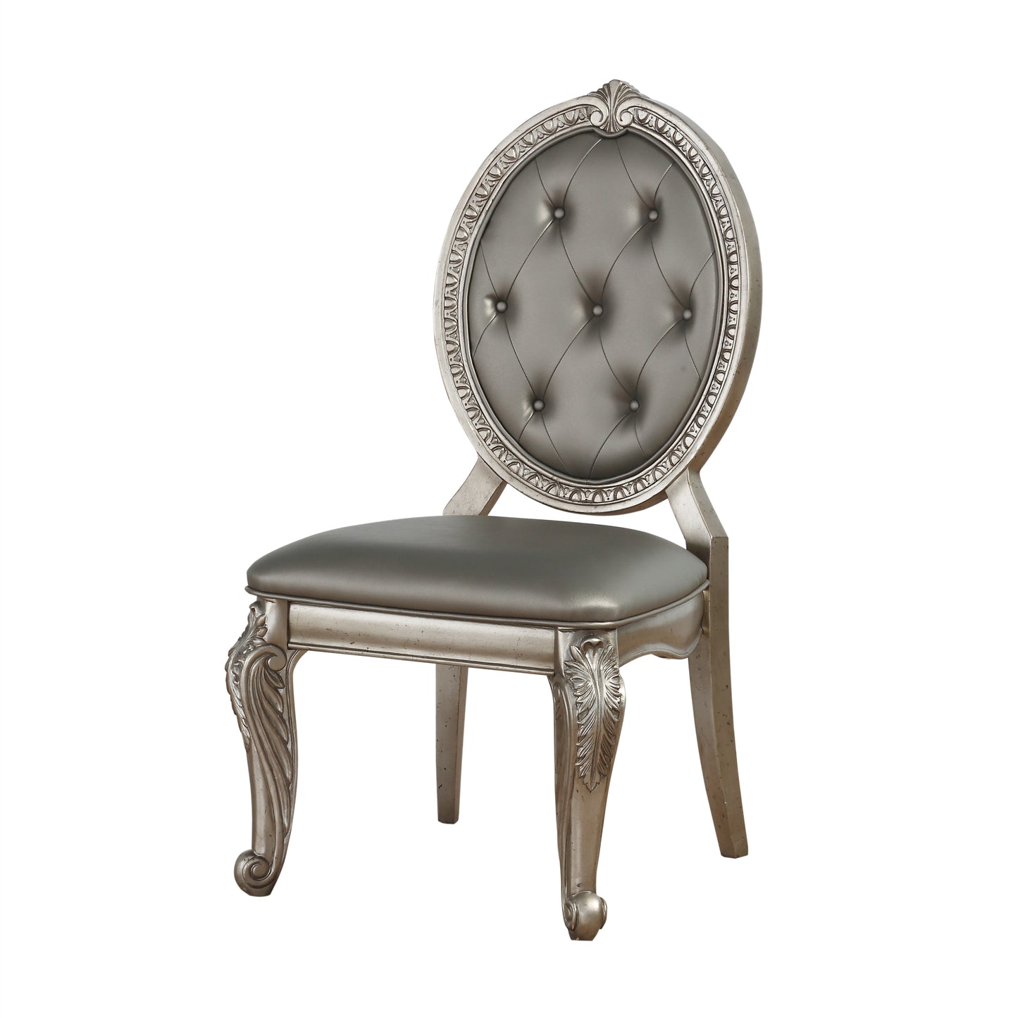 ACME Northville Side Chair (Set-2) in PU & Antique Silver