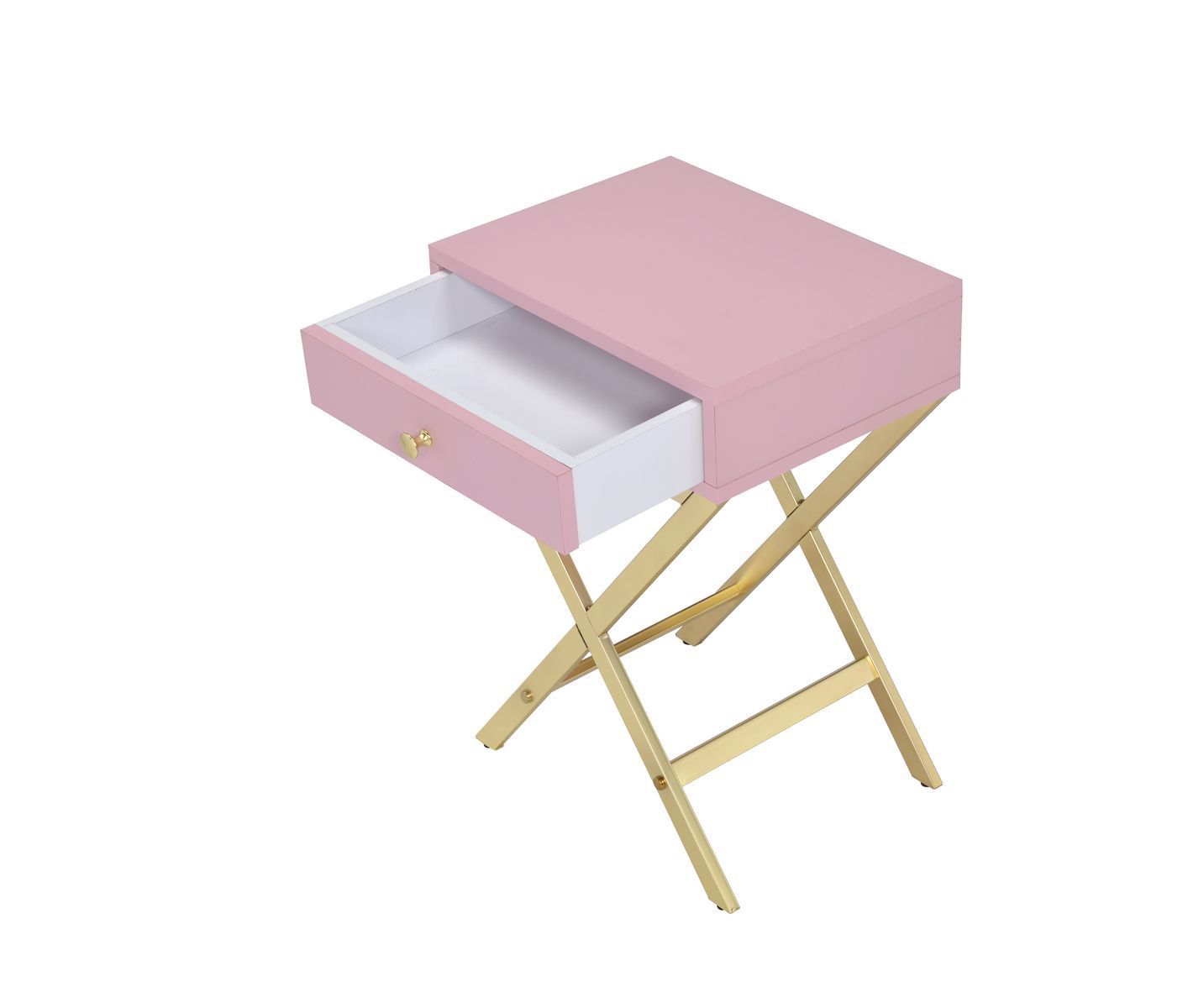 ACME Coleen Side Table, Pink & Gold