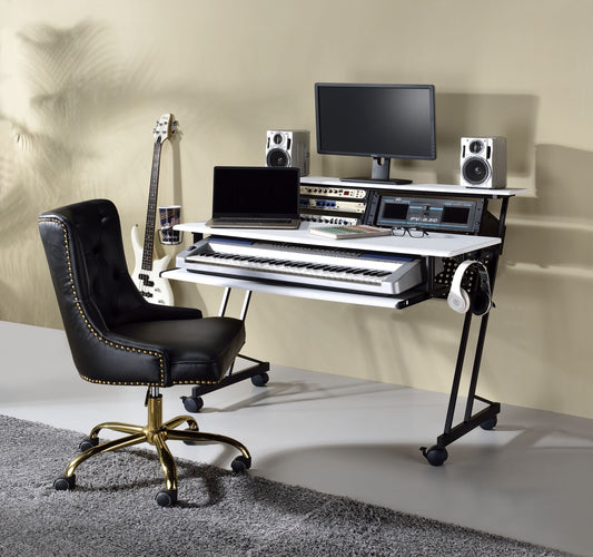 ACME Suitor Computer Desk, White & Black