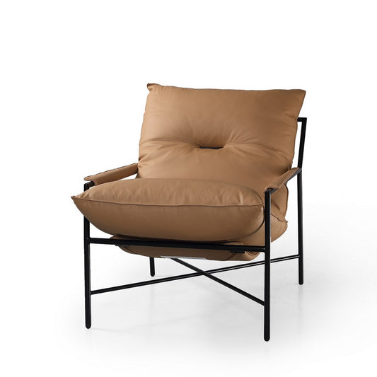 Modrest - Modern Mento Camel Genuine Leather Lounge Chair