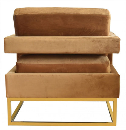Modrest Edna - Camel Velvet + Gold Accent Chair